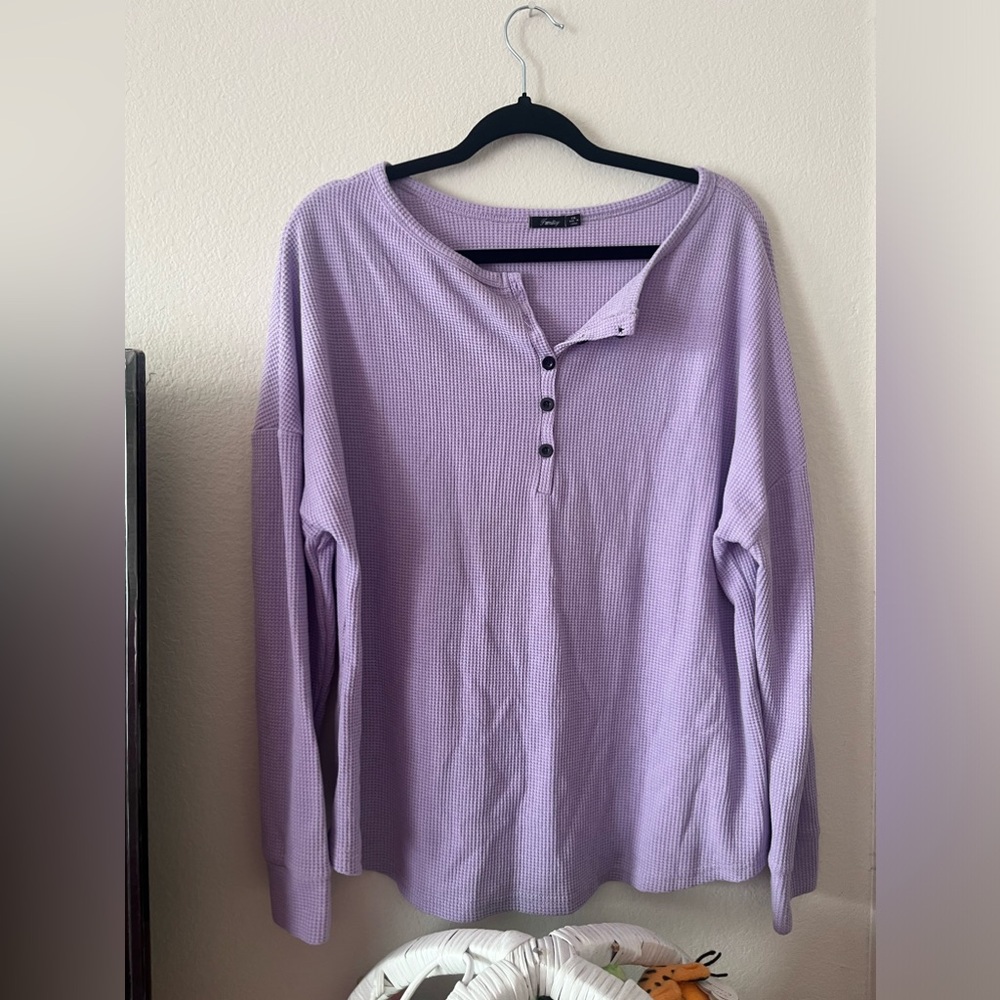 Purple Long Sleeve Henley Top